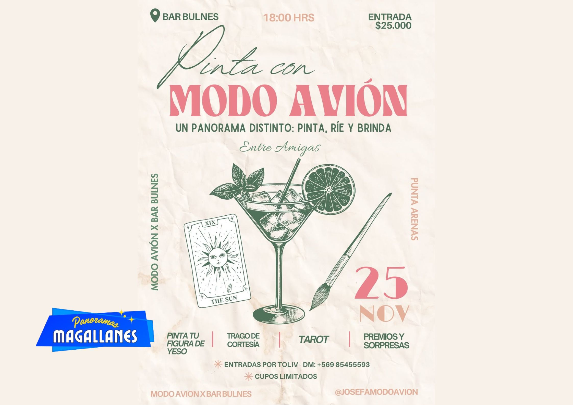 “Pinta con Modo Avión”: la experiencia creativa que combina arte, tarot y diversión en Punta Arenas